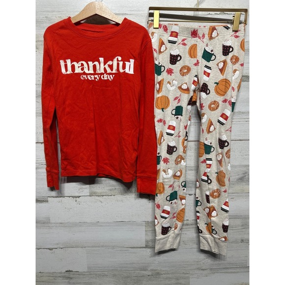 Old Navy Other - Old Navy Pajama Set Kids 10 Thankful Pumpkin Spice Print